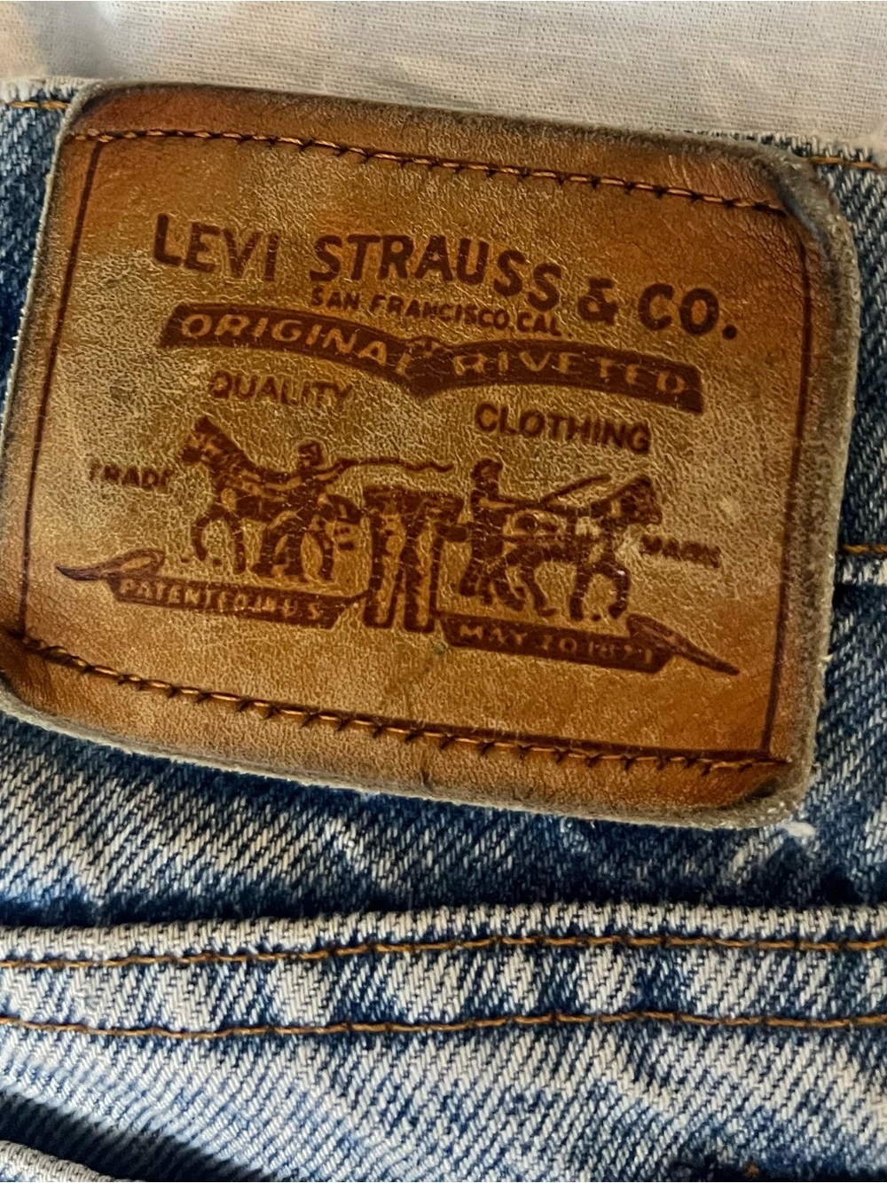 Original Vintage Boho Patchwork Women's Blue Denim Jeans / Wearable Art / s 12 - Picture 4 of 4